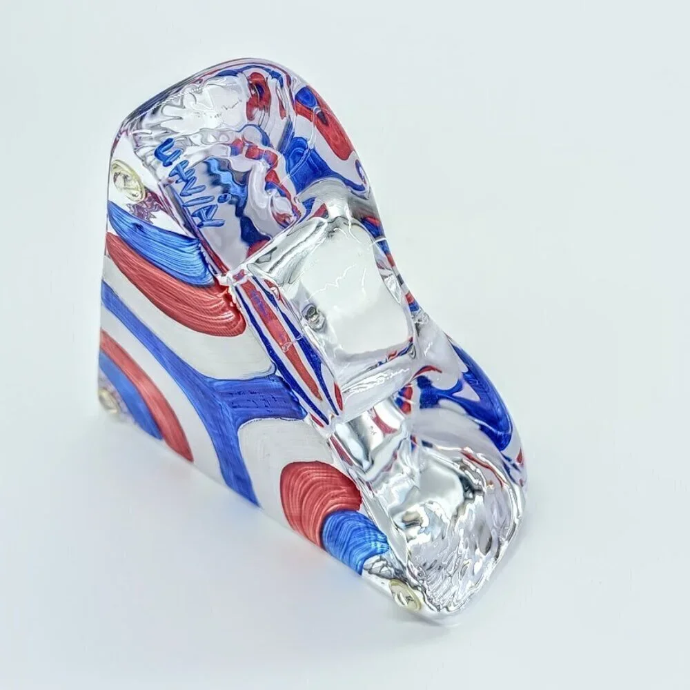 Kosta Boda Ulrica Hydman Vallien Hand-Painted Triangle Art Glass Candle Holder